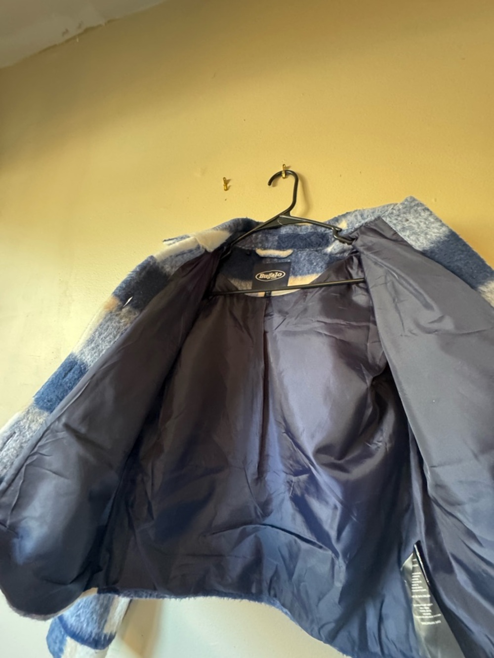 Buffalo - Navy Blue and White Plaid Cropped Jacket - Picture 3 of 7